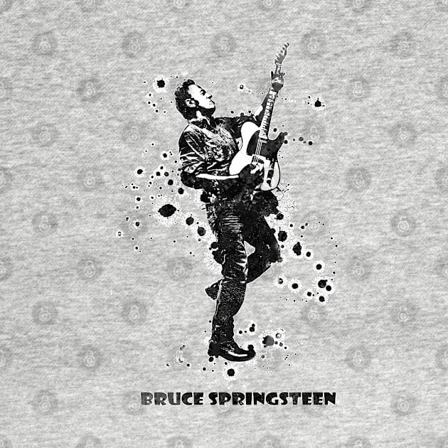 Bruce Springsteen The Boss Watercolor Splatter 06bw by SPJE Illustration Photography